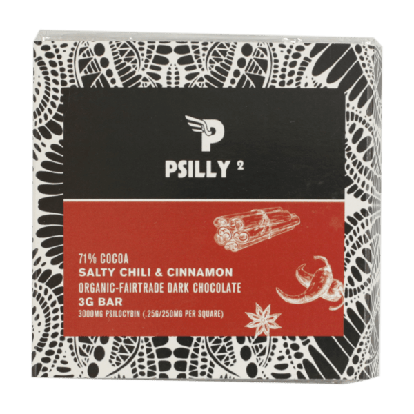 Psilly - Dark Chocolate Bar - Salty Chili & Cinnamon | Deadhead Chemist Canada