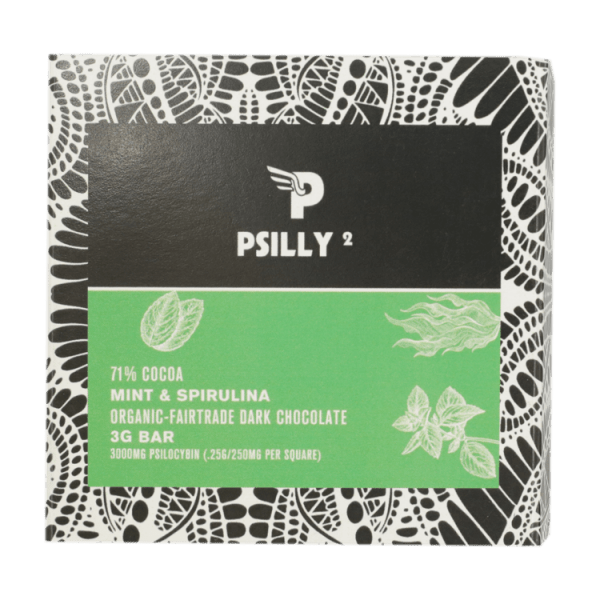 Psilly - Dark Chocolate Bar - Mint & Spirulina | Deadhead Chemist Canada